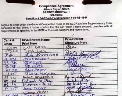 compliance signature log